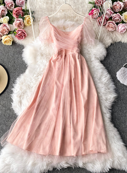 Pink Tüllkleid kurzes Sommerkleid 055