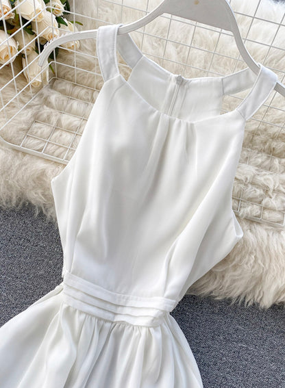 Einfaches ärmelloses A-Linien-Sommerkleid, Modekleid 052
