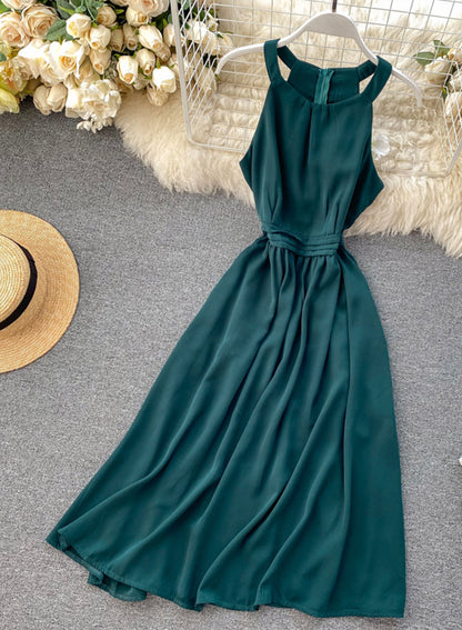 Einfaches ärmelloses A-Linien-Sommerkleid, Modekleid 052
